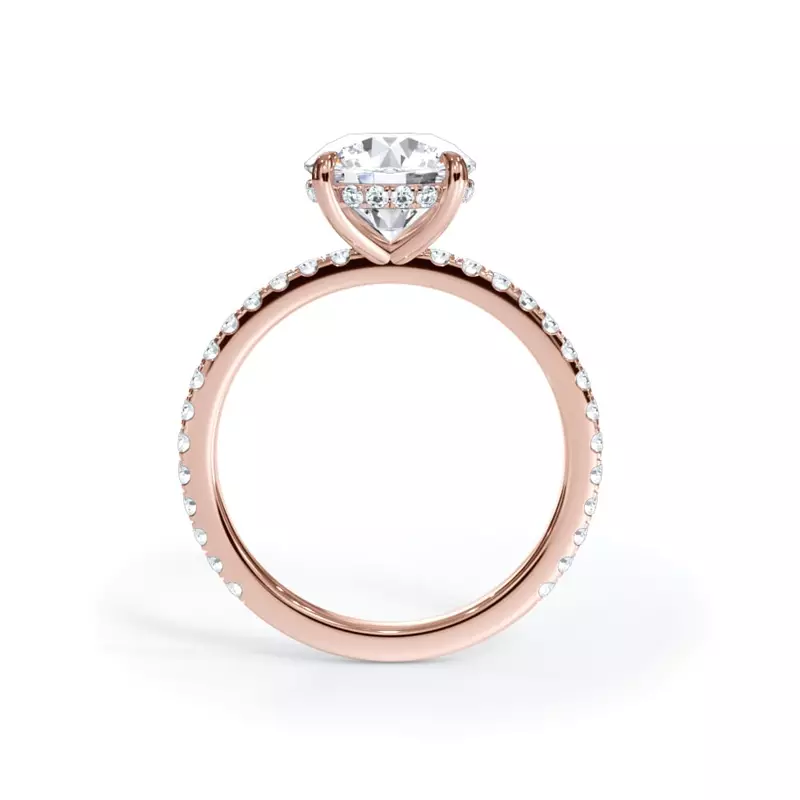 14K Rose Gold Bellora Pavé Hidden Halo Engagement Ring