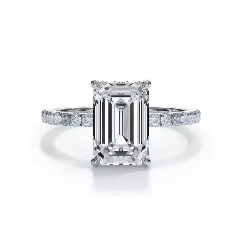 14K White Gold Bellora Pavé Hidden Halo Engagement Ring