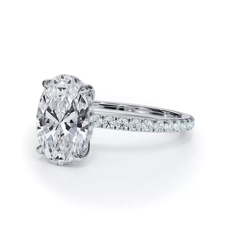 14K White Gold Bellora Pavé Hidden Halo Engagement Ring