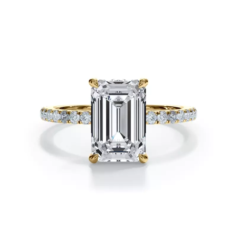 14K Yellow Gold Bellora Pavé Hidden Halo Engagement Ring