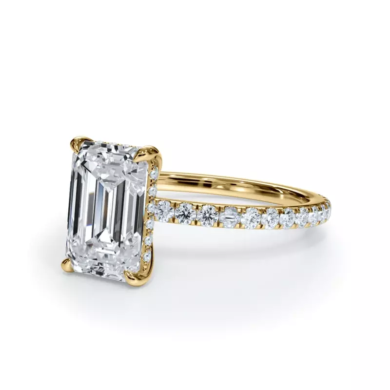 14K Yellow Gold Bellora Pavé Hidden Halo Engagement Ring