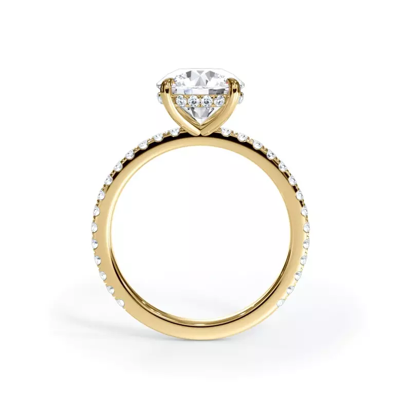 18K Yellow Gold Bellora Pavé Hidden Halo Lab Engagement Ring