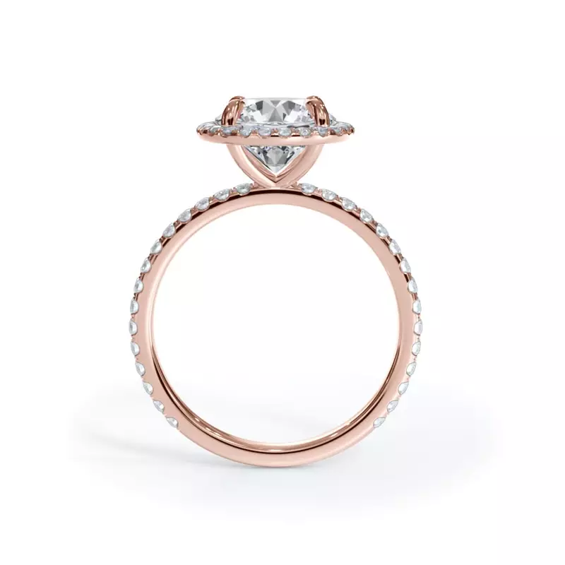 14K Rose Gold Bellora Pavé Halo Lab Engagement Ring