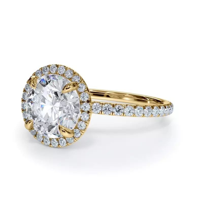 14K Yellow Gold Bellora Pavé Halo Lab Engagement Ring