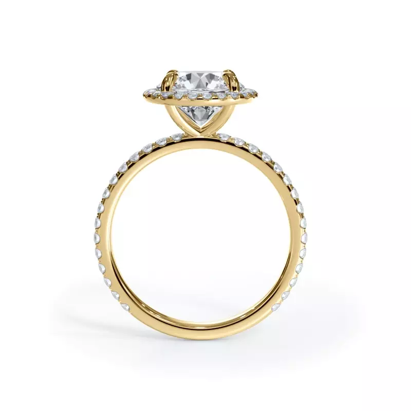 14K Yellow Gold Bellora Pavé Halo Lab Engagement Ring