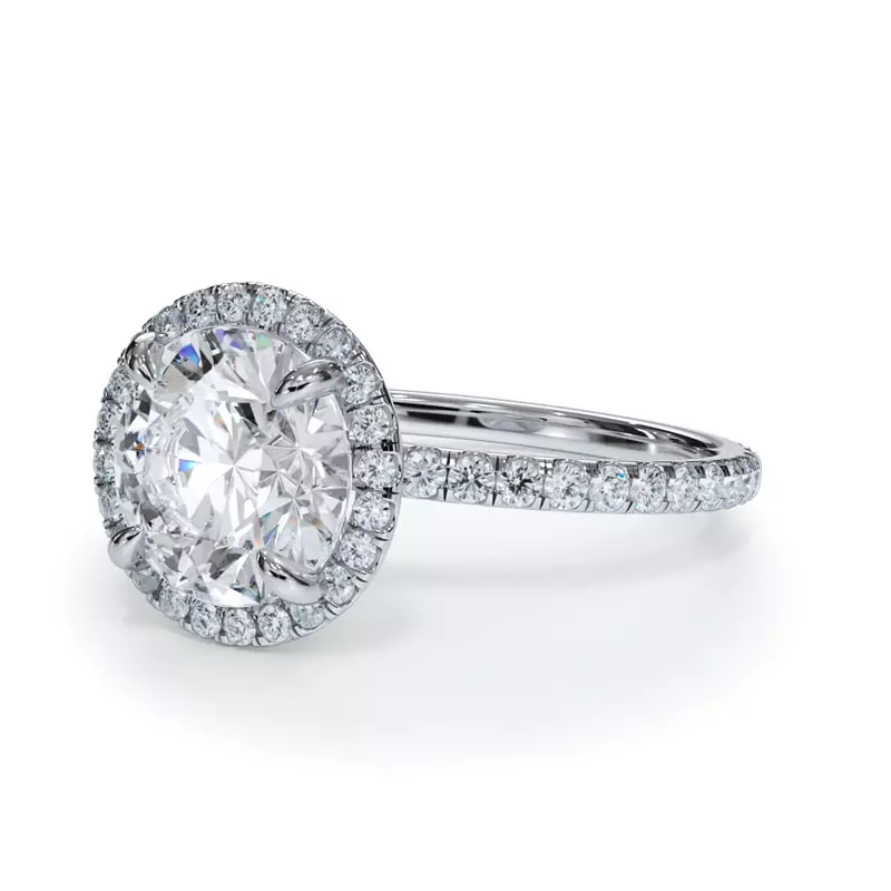 Platinum Bellora Pavé Halo Lab Engagement Ring