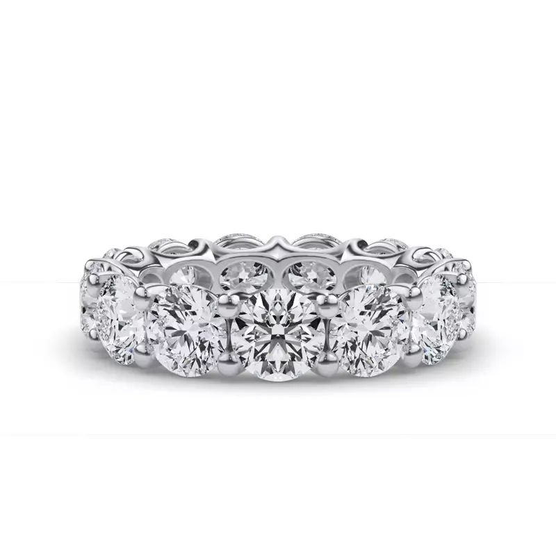 14K White Gold Curved Gallery Round Lab Diamond Eternity Ring (6.50ct. tw.)