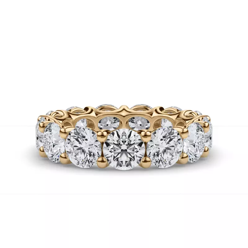 14K Yellow Gold Curved Gallery Round Lab Diamond Eternity Ring (6.50ct. tw.)