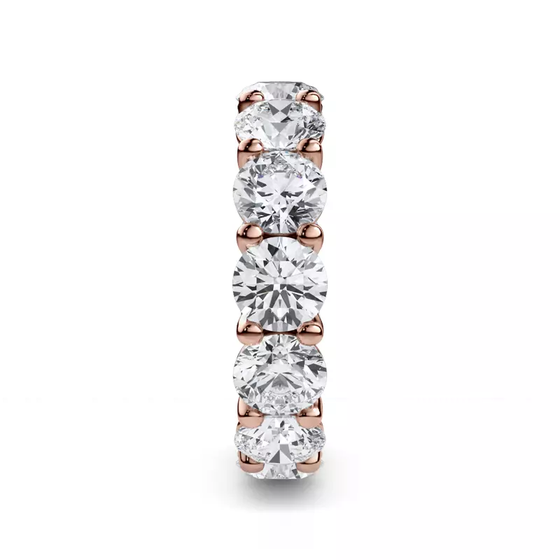 18K Rose Gold Curved Gallery Round Lab Diamond Eternity Ring (6.50ct. tw.)