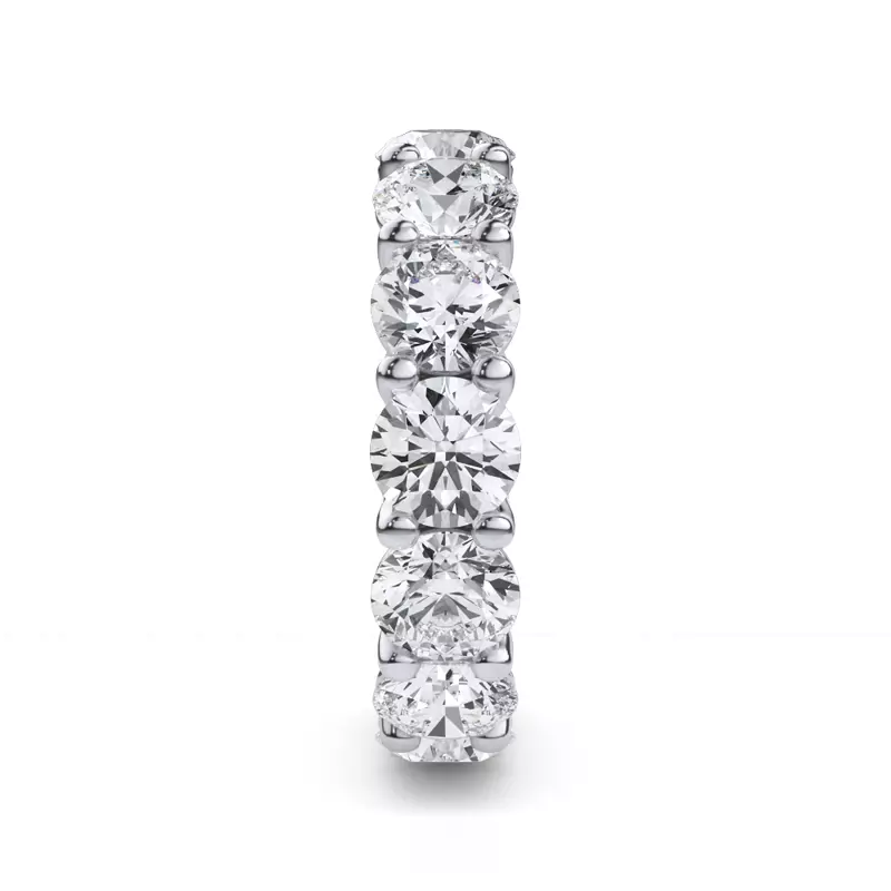 14K White Gold Curved Gallery Round Diamond Eternity Ring (6.50ct. tw.)