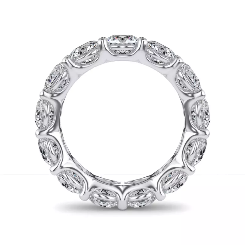 14K White Gold Curved Gallery Round Diamond Eternity Ring (6.50ct. tw.)