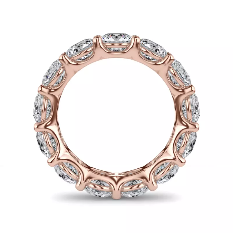 18K Rose Gold Curved Gallery Round Diamond Eternity Ring (6.50ct. tw.)