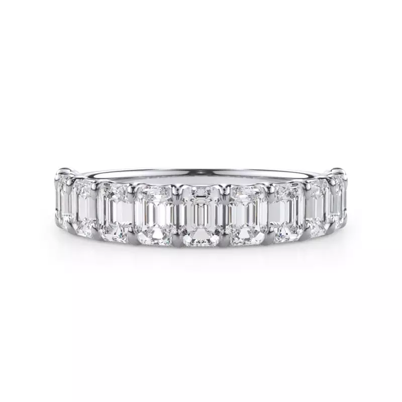 18K White Gold Emerald-Cut Lab Diamond Scalloped Band (2.00 ct. tw.)