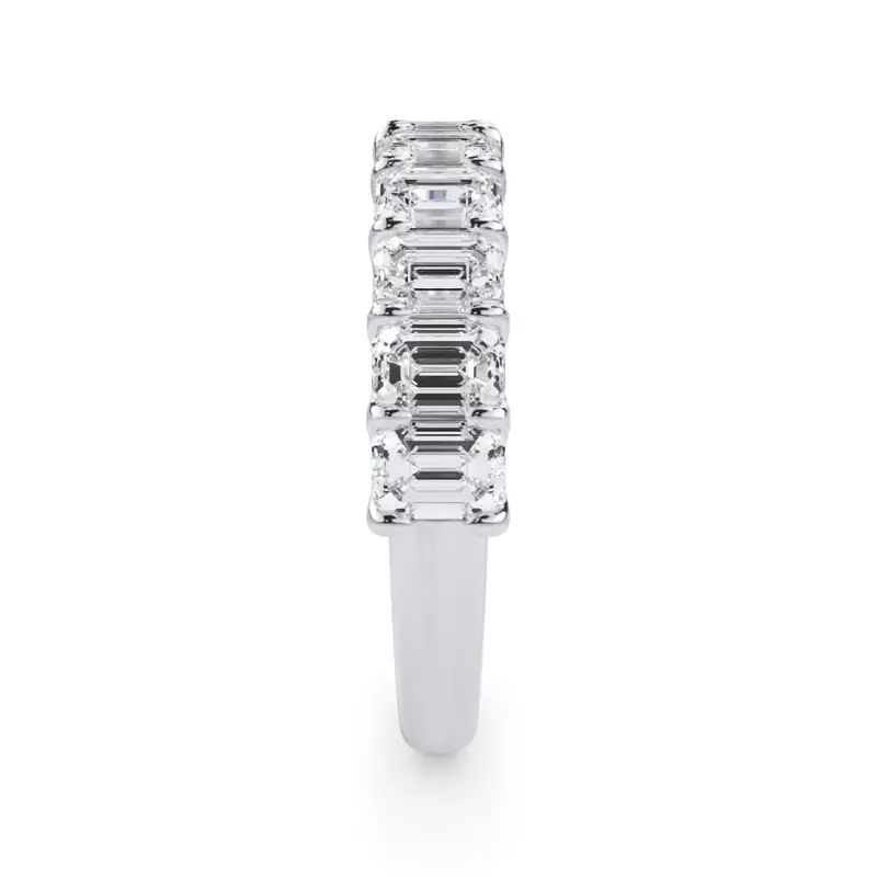 18K White Gold Emerald-Cut Lab Diamond Scalloped Band (2.00 ct. tw.)
