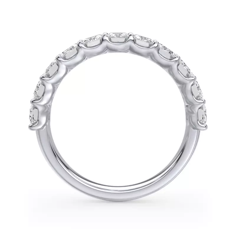 18K White Gold Emerald-Cut Lab Diamond Scalloped Band (2.00 ct. tw.)