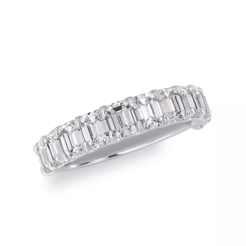 18K White Gold Emerald-Cut Lab Diamond Scalloped Band (2.00 ct. tw.)