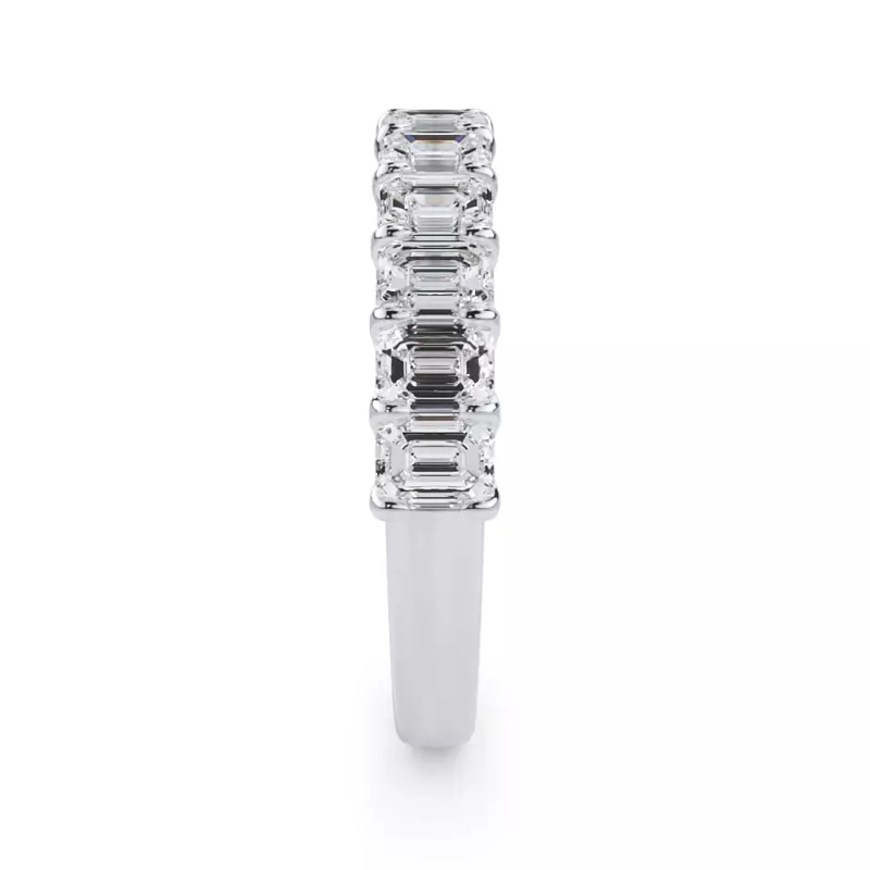 14K White Gold Emerald-Cut Lab Diamond Scalloped Band (1.50 ct. tw.)