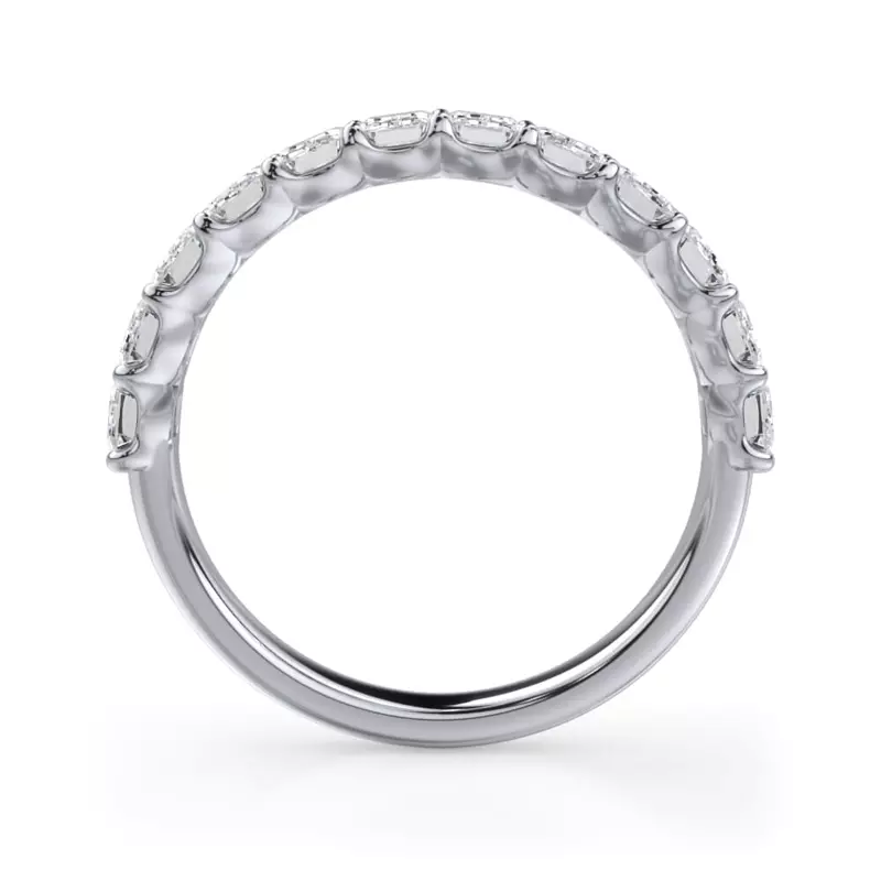 14K White Gold Emerald-Cut Lab Diamond Scalloped Band (1.50 ct. tw.)