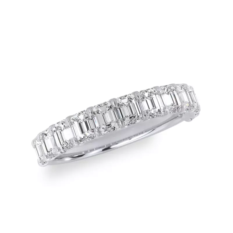 14K White Gold Emerald-Cut Lab Diamond Scalloped Band (1.50 ct. tw.)
