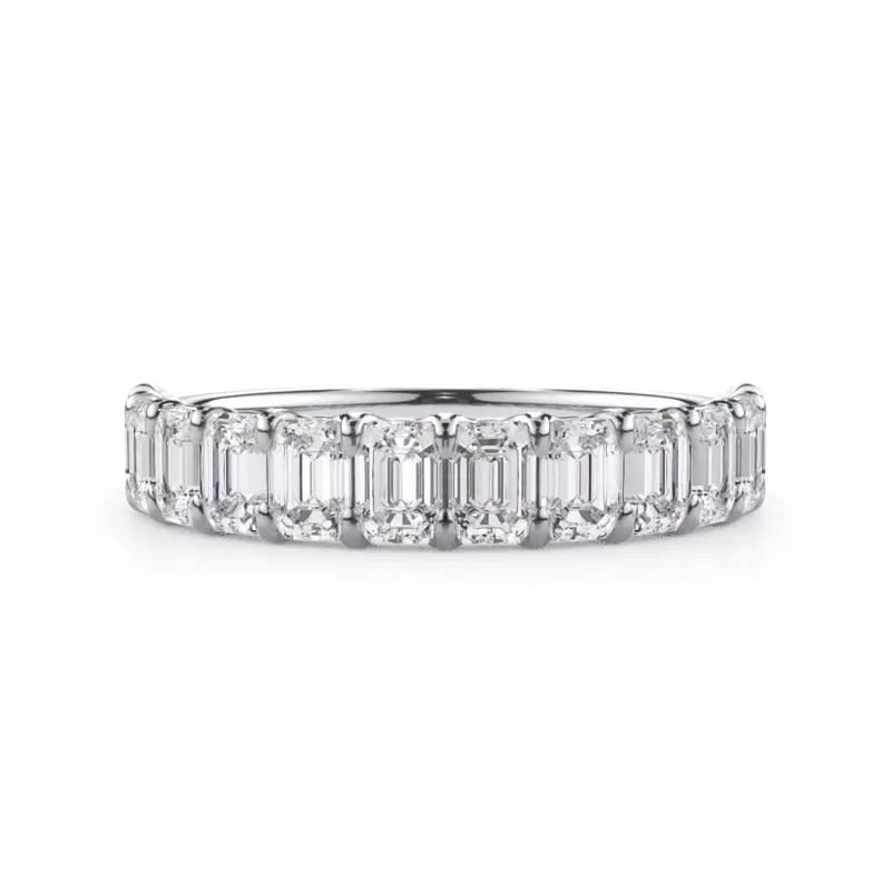 14K White Gold Emerald-Cut Lab Diamond Scalloped Band (1.80 ct. tw.)