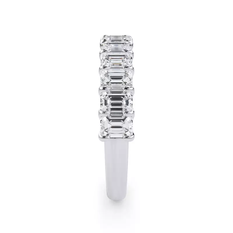14K White Gold Emerald-Cut Lab Diamond Scalloped Band (1.80 ct. tw.)