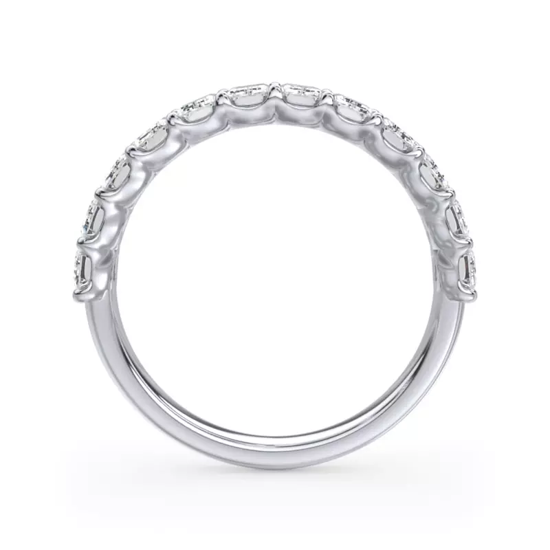 14K White Gold Emerald-Cut Lab Diamond Scalloped Band (1.80 ct. tw.)