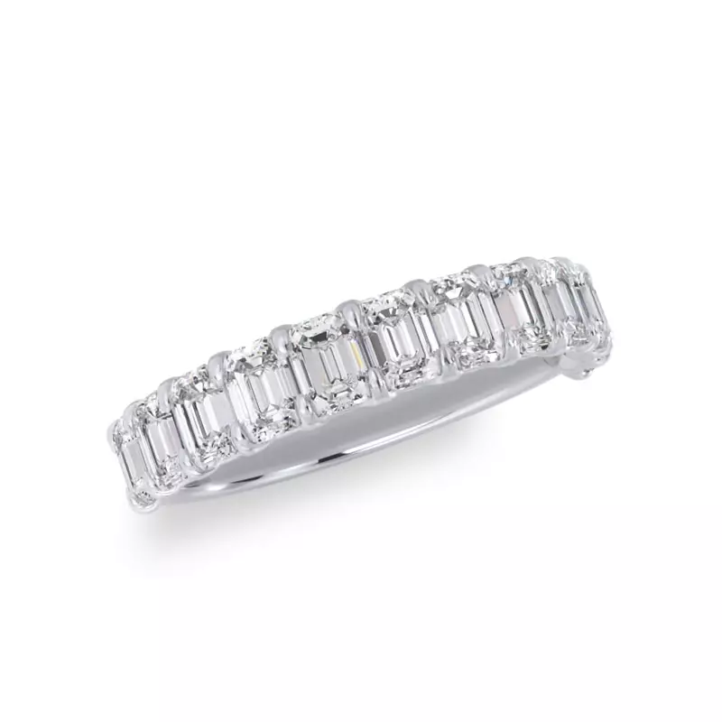 14K White Gold Emerald-Cut Lab Diamond Scalloped Band (1.80 ct. tw.)