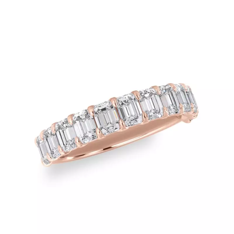 18K Rose Gold Emerald-Cut Diamond Scalloped Band (1.80 ct. tw.)