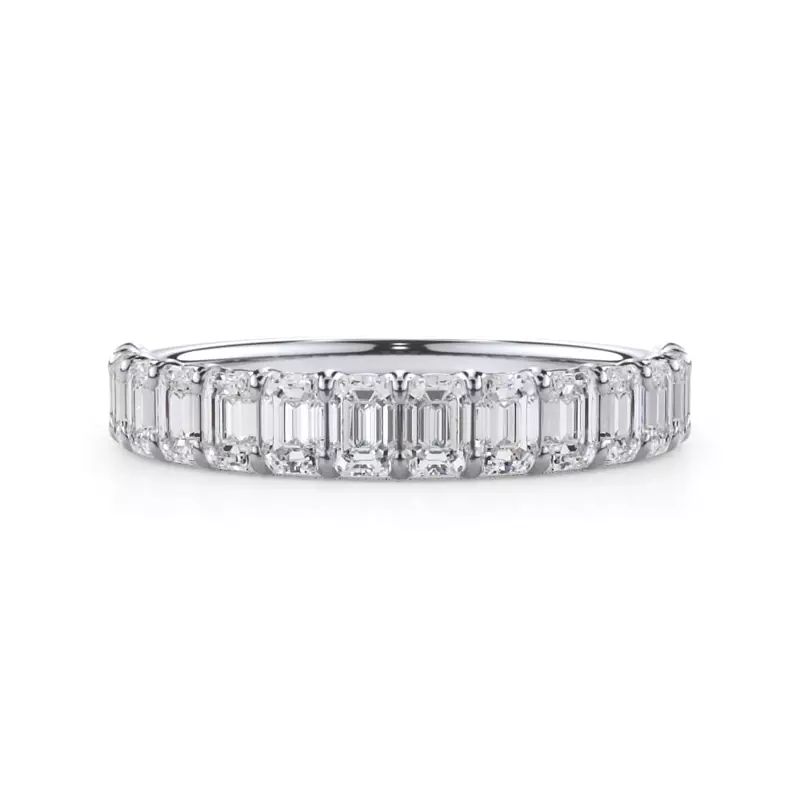 14K White Gold Emerald-Cut Lab Diamond Scalloped Band (1.40 ct. tw.)