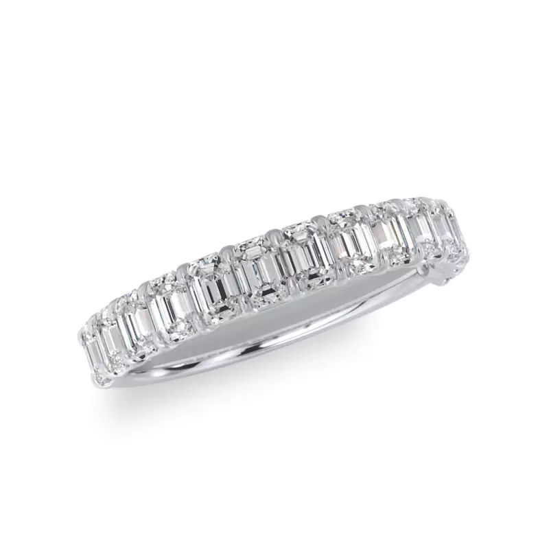 18K White Gold Emerald-Cut Diamond Scalloped Band (1.40 ct. tw.)