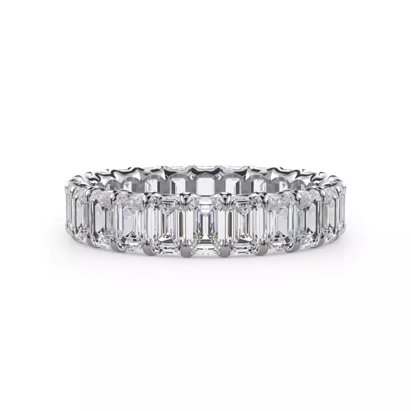 14K White Gold U-Prong Emerald-Cut Lab Diamond Eternity Band (3.00ct. tw.)