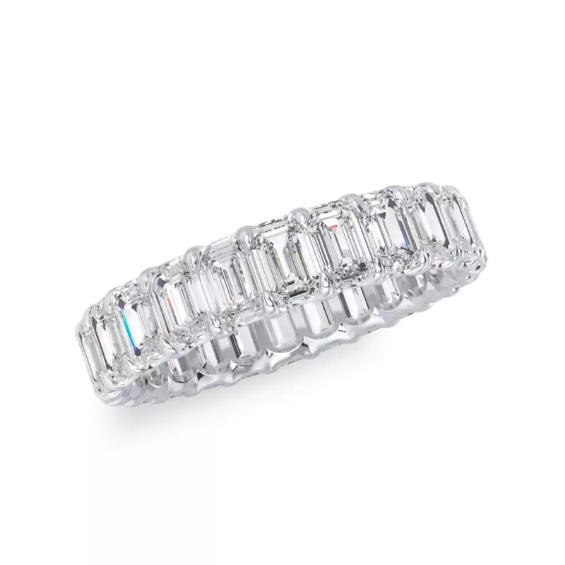 14K White Gold U-Prong Emerald-Cut Lab Diamond Eternity Band (3.00ct. tw.)