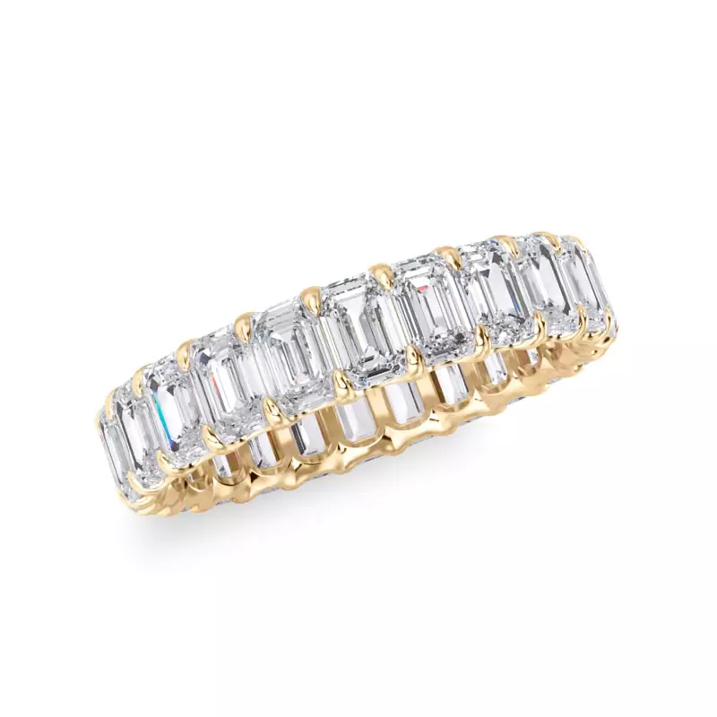 14K Yellow Gold U-Prong Emerald-Cut Lab Diamond Eternity Band (3.00ct. tw.)