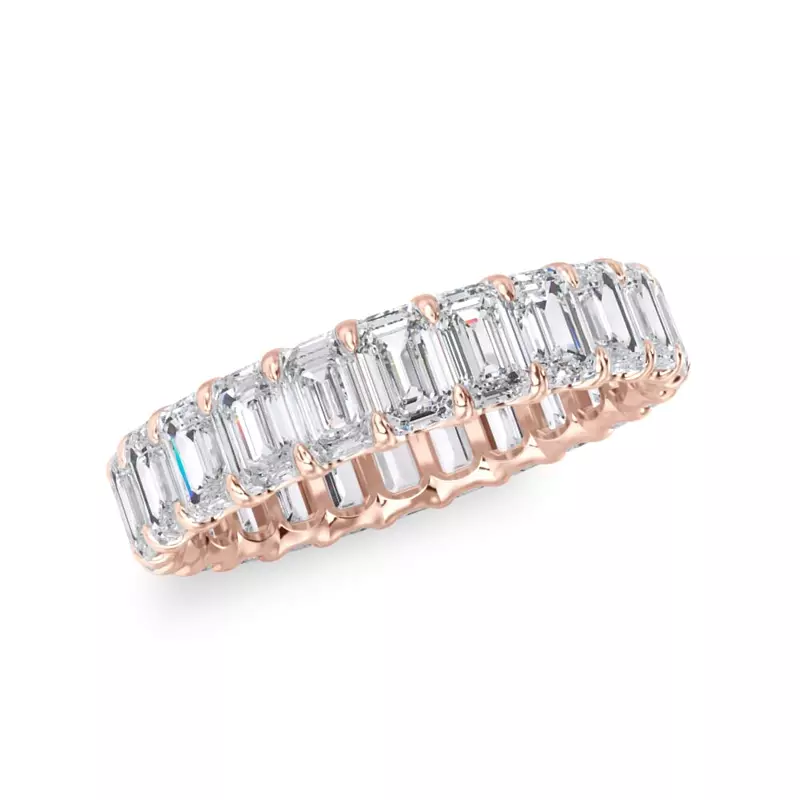 14K Rose Gold U-Prong Emerald-Cut Diamond Eternity Band (3.00ct. tw.)