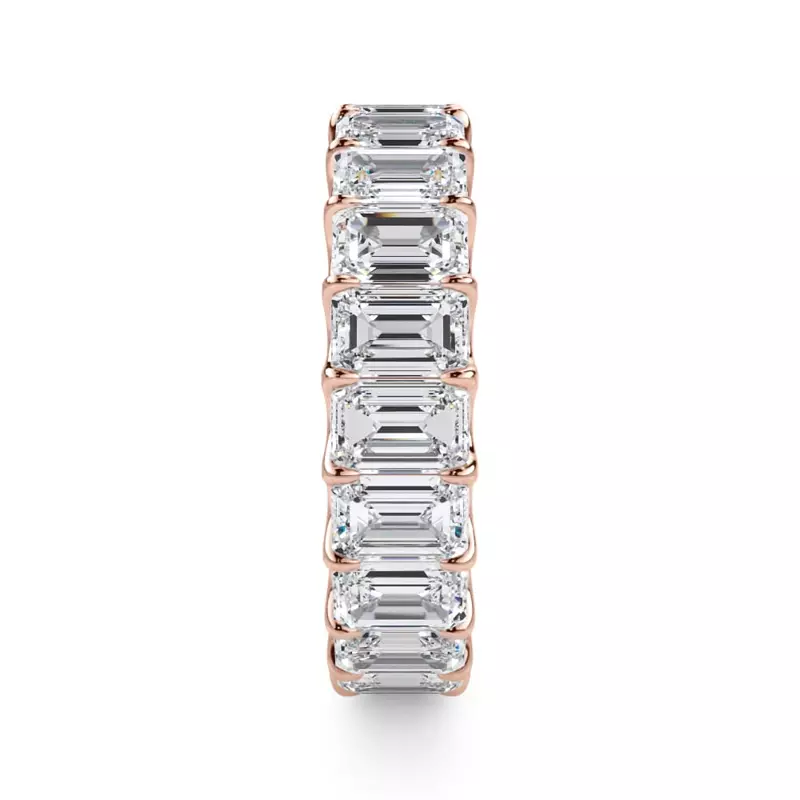 18K Rose Gold U-Prong Emerald-Cut Lab Diamond Eternity Band (4.00ct. tw.)