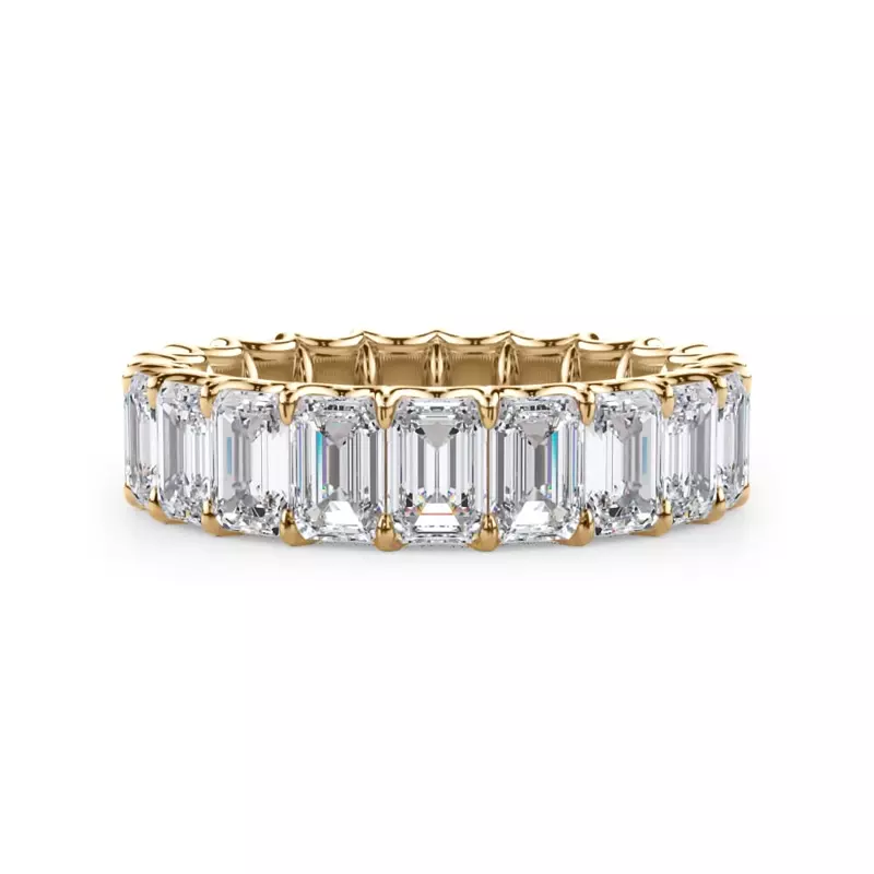 18K Yellow Gold U-Prong Emerald-Cut Lab Diamond Eternity Band (4.00ct. tw.)