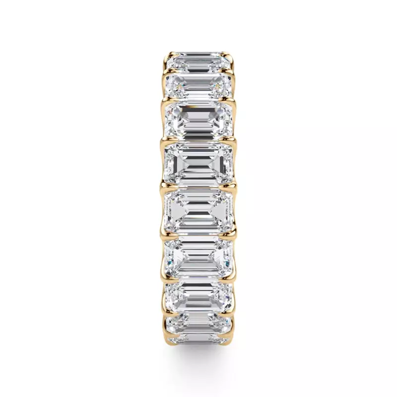18K Yellow Gold U-Prong Emerald-Cut Lab Diamond Eternity Band (4.00ct. tw.)
