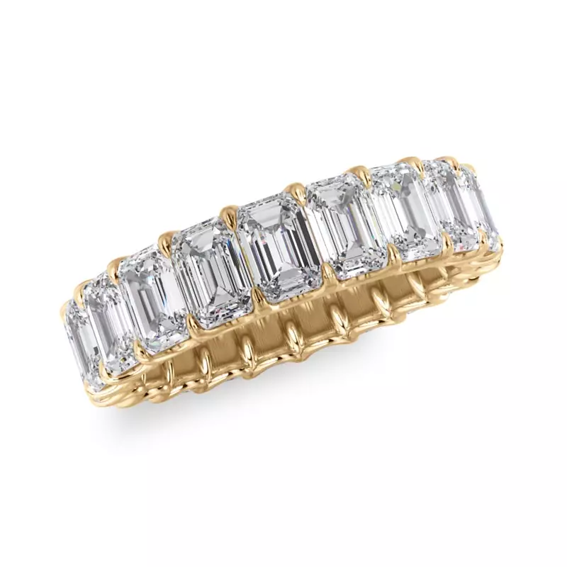18K Yellow Gold U-Prong Emerald-Cut Lab Diamond Eternity Band (4.00ct. tw.)