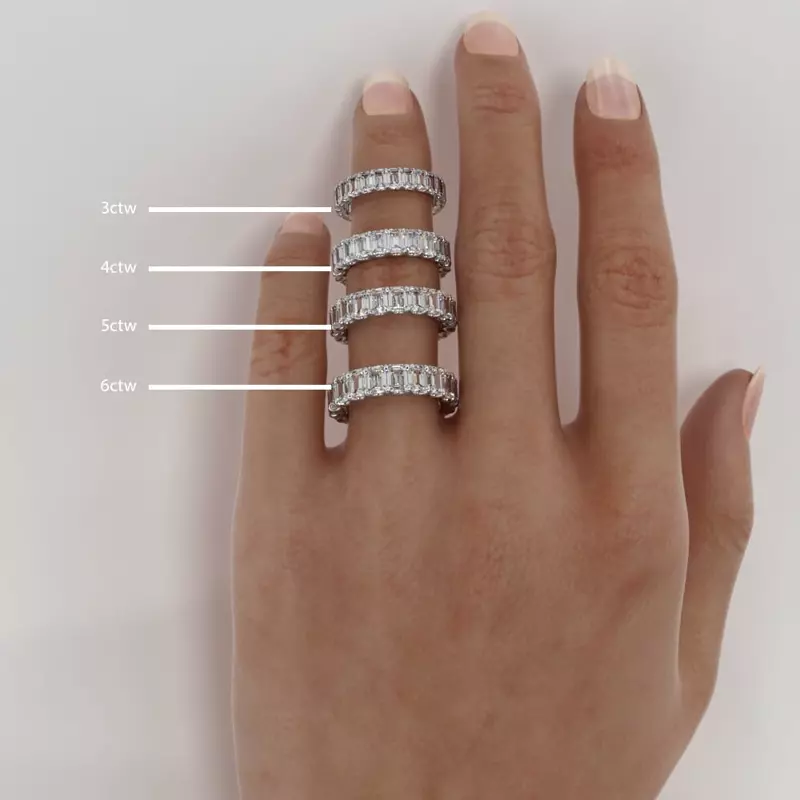 Platinum U-Prong Emerald-Cut Diamond Eternity Band (4.00ct. tw.)