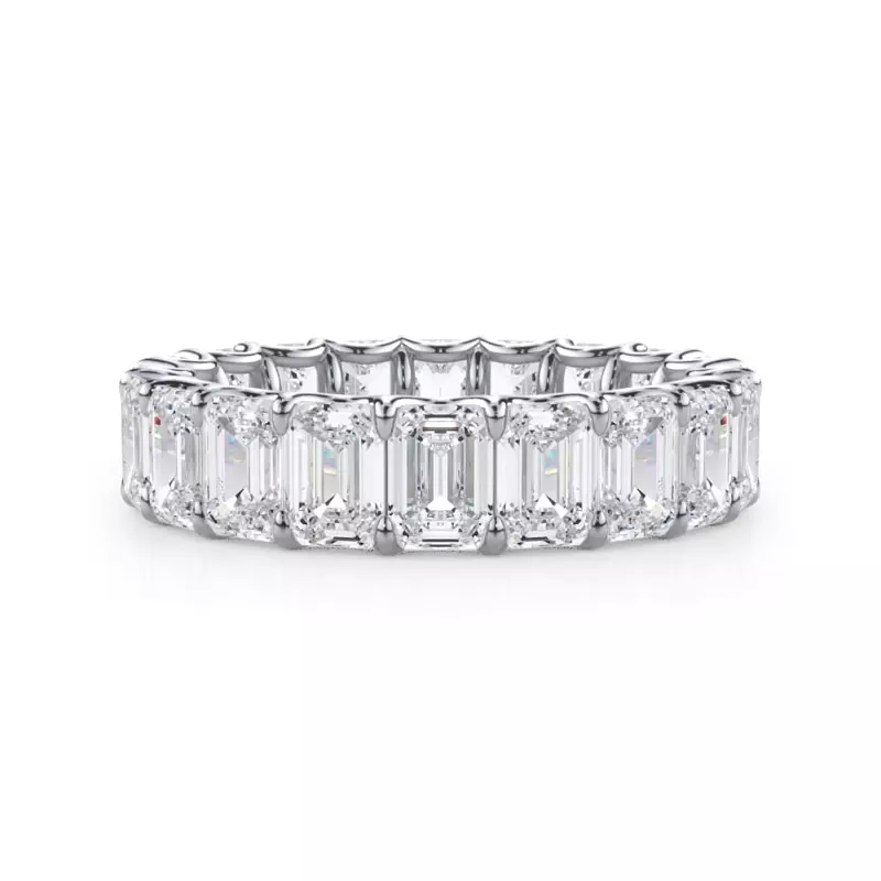 Platinum U-Prong Emerald-Cut Lab Diamond Eternity Band (5.00ct. tw.)