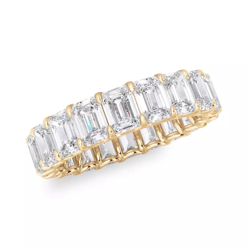 14K Yellow Gold U-Prong Emerald-Cut Diamond Eternity Band (5.00ct. tw.)