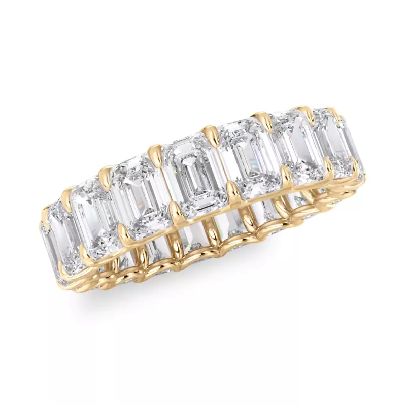 18K Yellow Gold U-Prong Emerald-Cut Lab Diamond Eternity Band (6.00ct. tw.)