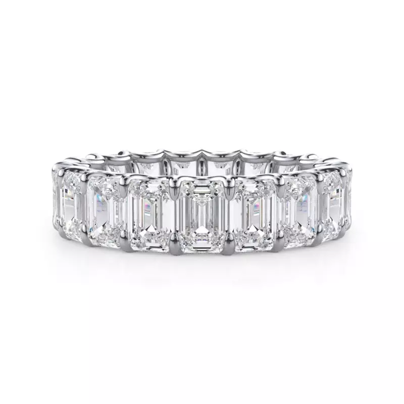 Platinum U-Prong Emerald-Cut Lab Diamond Eternity Band (6.00ct. tw.)