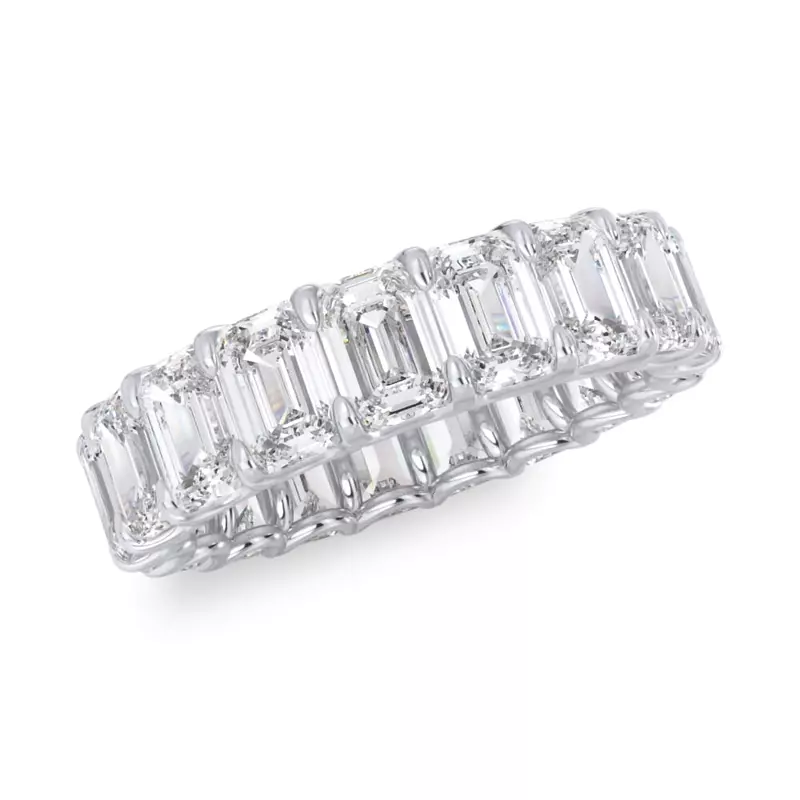 Platinum U-Prong Emerald-Cut Lab Diamond Eternity Band (6.00ct. tw.)