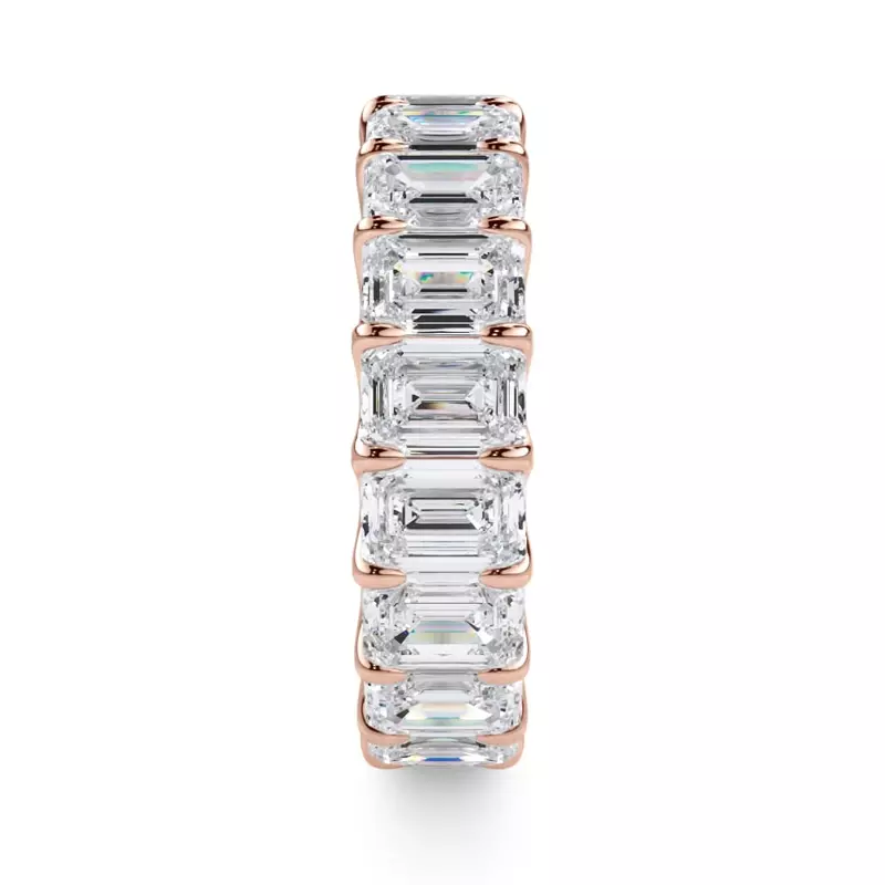 18K Rose Gold U-Prong Emerald-Cut Diamond Eternity Band (6.00ct. tw.)