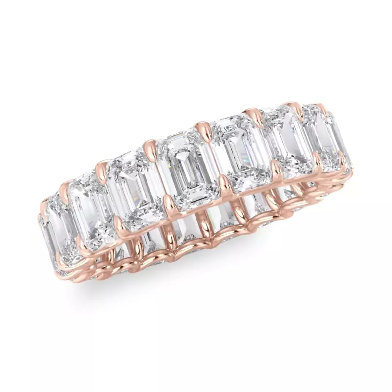18K Rose Gold U-Prong Emerald-Cut Diamond Eternity Band (6.00ct. tw.)