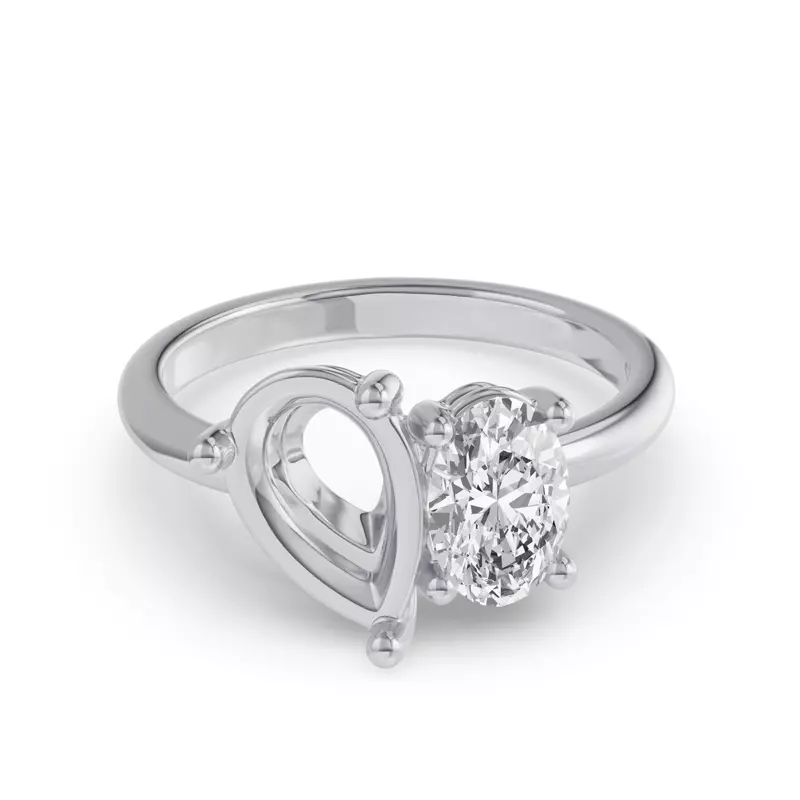 14K White Gold Toi Et Moi Customizable Oval Lab Diamond Ring (Starts at 1.00 ct. tw.)