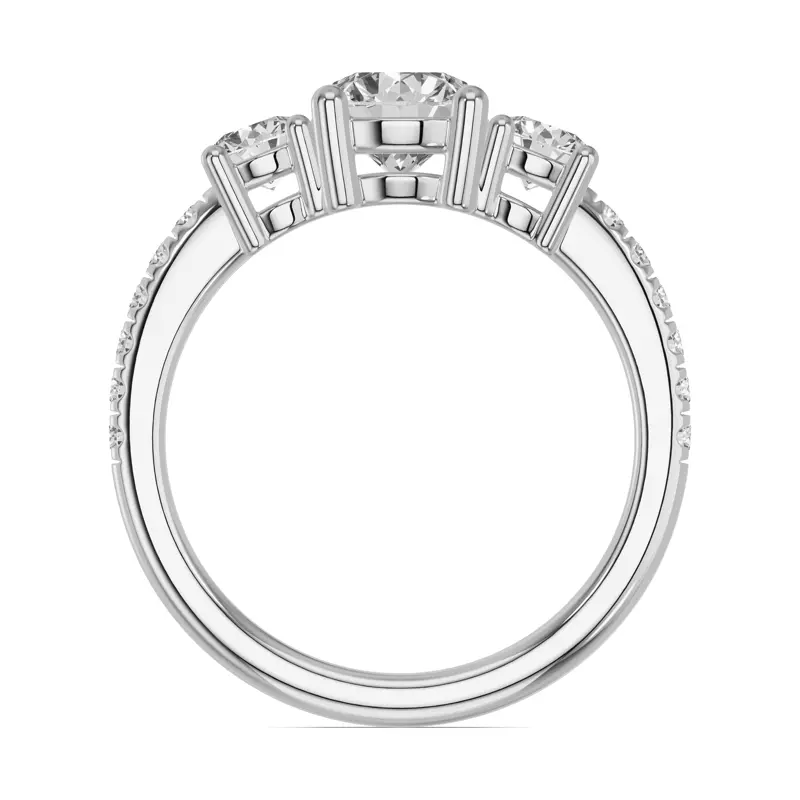 Platinum Classic Three-Stone Pavé Lab Engagement Ring (0.67 ct. tw.)