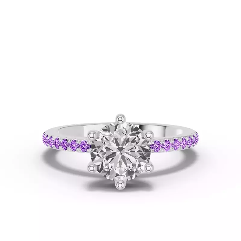 14K White Gold Chroma Amethyst Engagement Ring