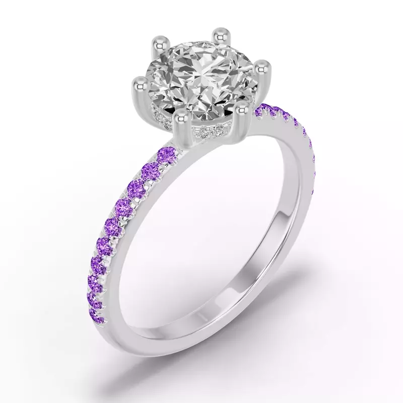 14K White Gold Chroma Amethyst Engagement Ring